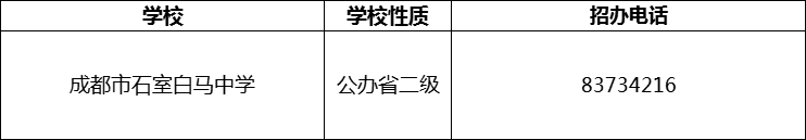 2024年成都市石室白馬中學(xué)招辦電話是多少？