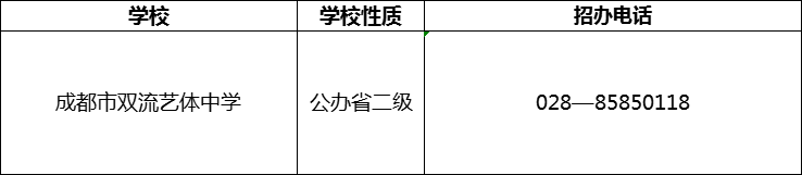 2024年成都市雙流藝體中學(xué)招辦電話是多少？