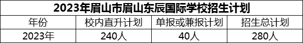 2024年眉山市眉山東辰國際學校招生計劃是多少？