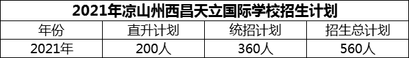 2024年涼山州西昌天立國際學(xué)校招生計劃是多少？